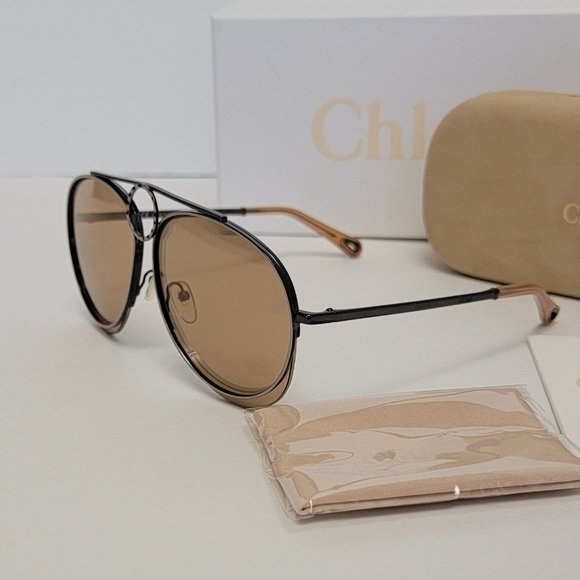 CHLOE CE144S Metal Mirrored Romie Aviator Sunglasses - Picture 3 of 15